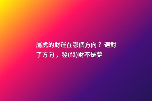 屬虎的財運在哪個方向？選對了方向，發(fā)財不是夢